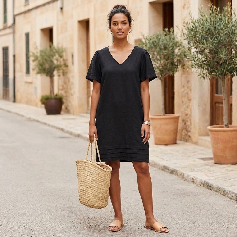 Minimalist Womens Linen Blend Shift Dress Size XXL Coastal Old Money Lagenlook